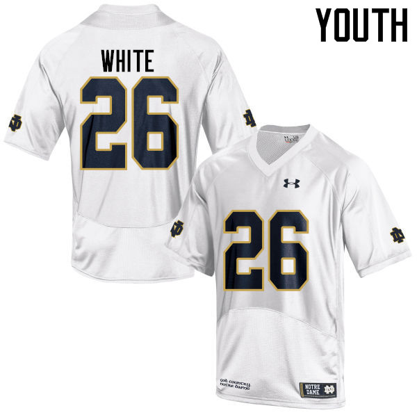 Youth NCAA Notre Dame Fighting Irish #26 Ashton White Stitched College Under Armour Authentic White Football Jersey JP10O78KE